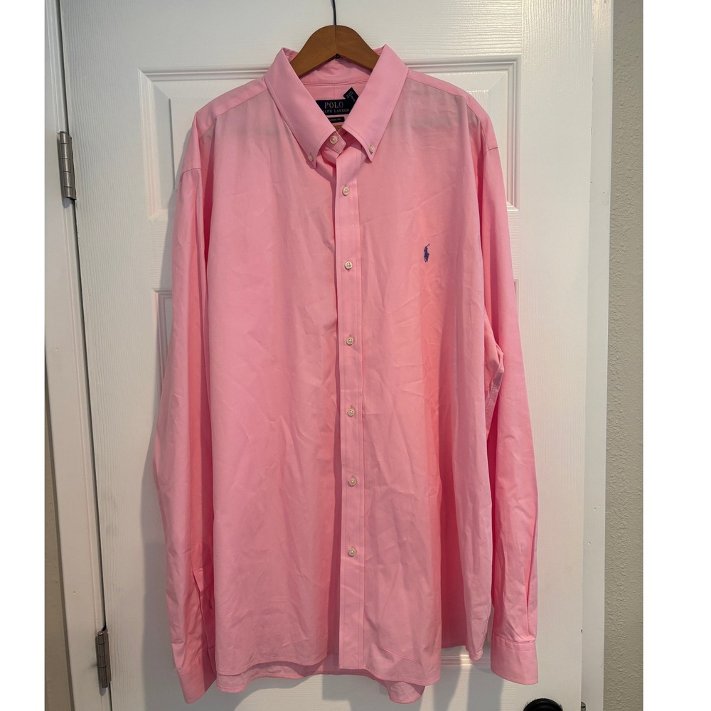 Polo Ralph Lauren Pink Stretch Cotton Long Sleeve Button-Down Shirt XXL